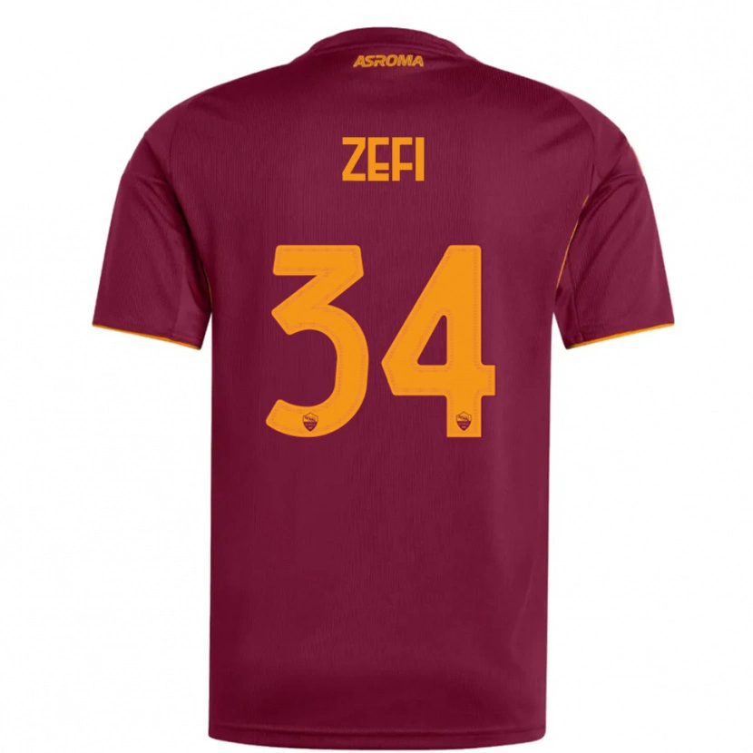 Danxen Heren Kevin Zefi #34 Bourgondisch Oranje Thuisshirt Thuistenue 2025/26 T-Shirt