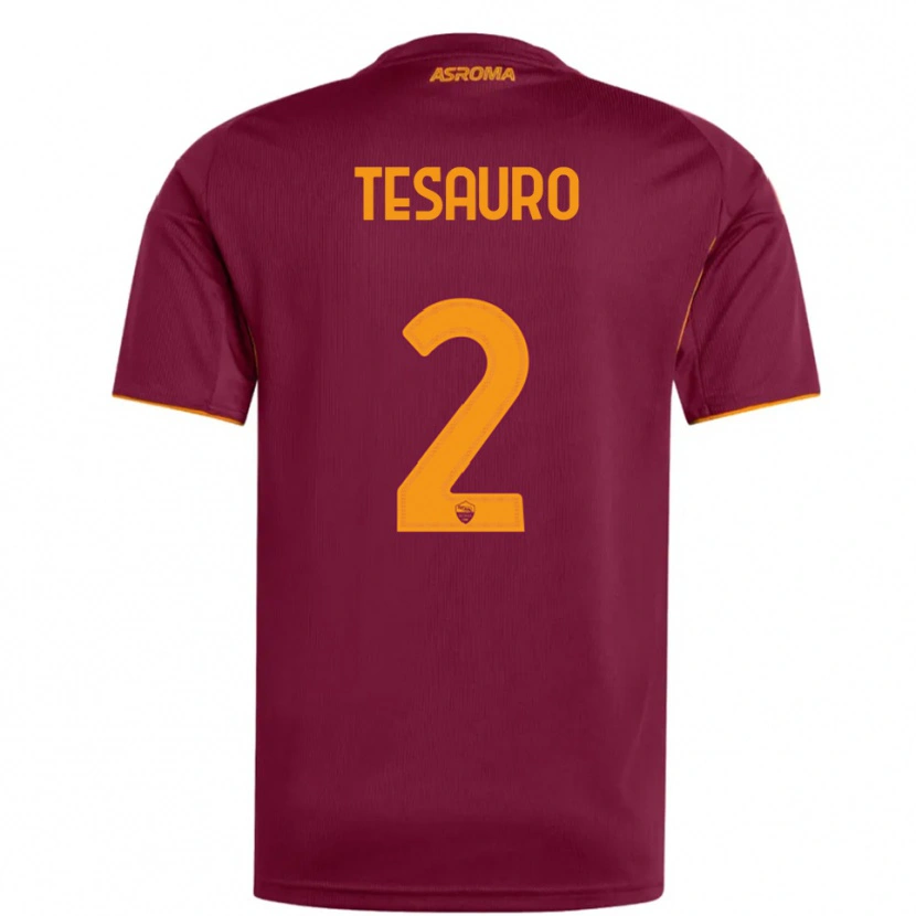 Danxen Heren Emanuele Tesauro #2 Bourgondisch Oranje Thuisshirt Thuistenue 2025/26 T-Shirt