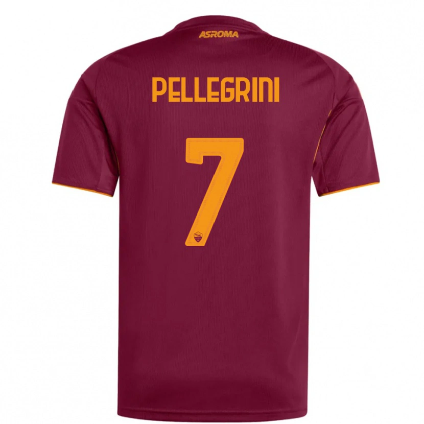 Danxen Heren Lorenzo Pellegrini #7 Bourgondisch Oranje Thuisshirt Thuistenue 2025/26 T-Shirt
