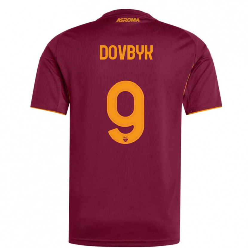 Danxen Heren Artem Dovbyk #9 Bourgondisch Oranje Thuisshirt Thuistenue 2025/26 T-Shirt