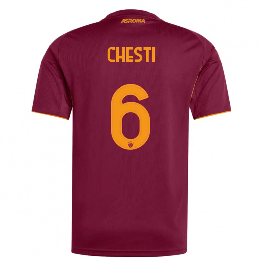 Danxen Heren Francesco Chesti #6 Bourgondisch Oranje Thuisshirt Thuistenue 2025/26 T-Shirt