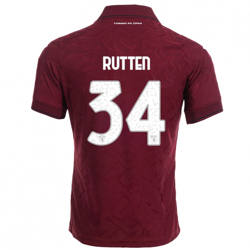 Danxen Heren Jill Rutten #34 Bourgondisch Wit Thuisshirt Thuistenue 2025/26 T-Shirt