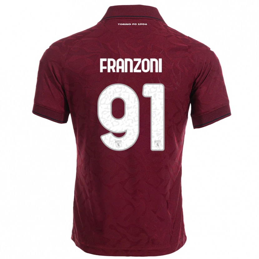 Danxen Heren Nicolò Franzoni #91 Bourgondisch Wit Thuisshirt Thuistenue 2025/26 T-Shirt