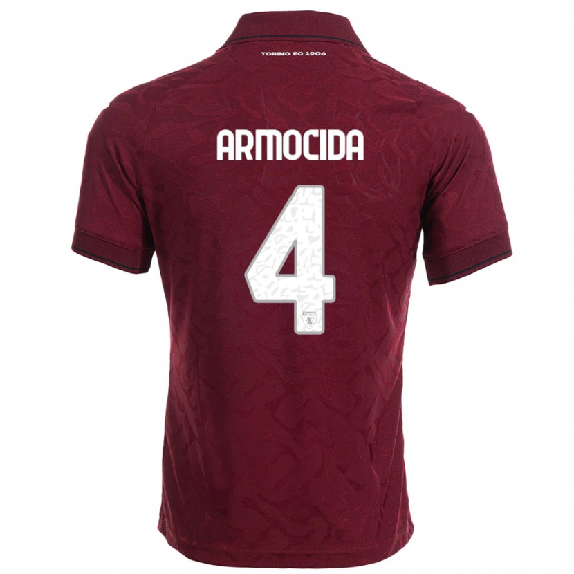 Danxen Heren Simone Armocida #4 Bourgondisch Wit Thuisshirt Thuistenue 2025/26 T-Shirt