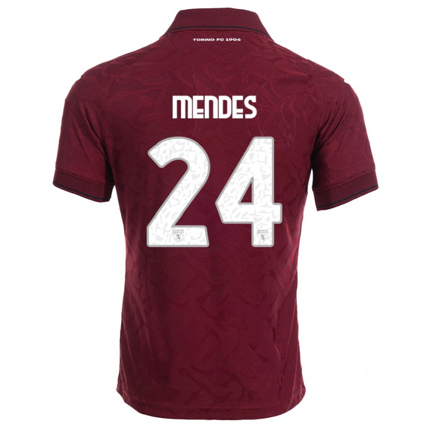 Danxen Heren Rodrigo Mendes #24 Bourgondisch Wit Thuisshirt Thuistenue 2025/26 T-Shirt