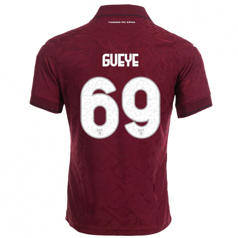 Danxen Heren Ousmane Gueye #69 Bourgondisch Wit Thuisshirt Thuistenue 2025/26 T-Shirt
