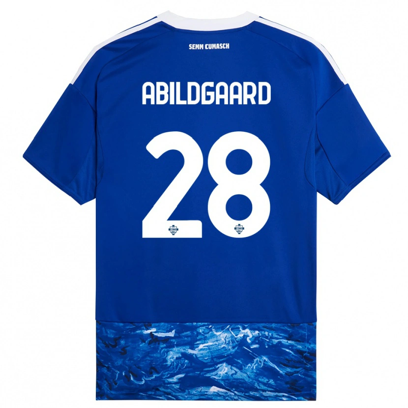Danxen Heren Oliver Abildgaard #28 Blauw Wit Thuisshirt Thuistenue 2025/26 T-Shirt