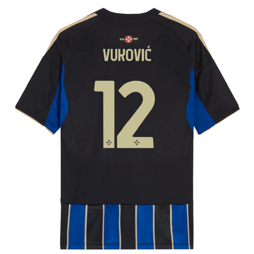 Danxen Heren Ante Vukovic #12 Zwart Blauw Thuisshirt Thuistenue 2025/26 T-Shirt