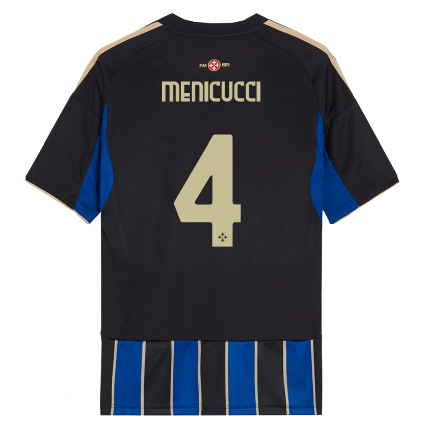 Danxen Heren Edoardo Menicucci #4 Zwart Blauw Thuisshirt Thuistenue 2025/26 T-Shirt