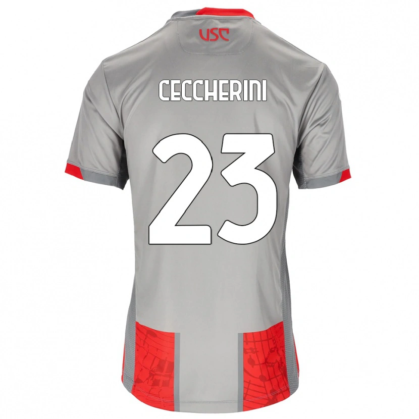 Danxen Heren Federico Ceccherini #23 Rood Grijs Thuisshirt Thuistenue 2025/26 T-Shirt