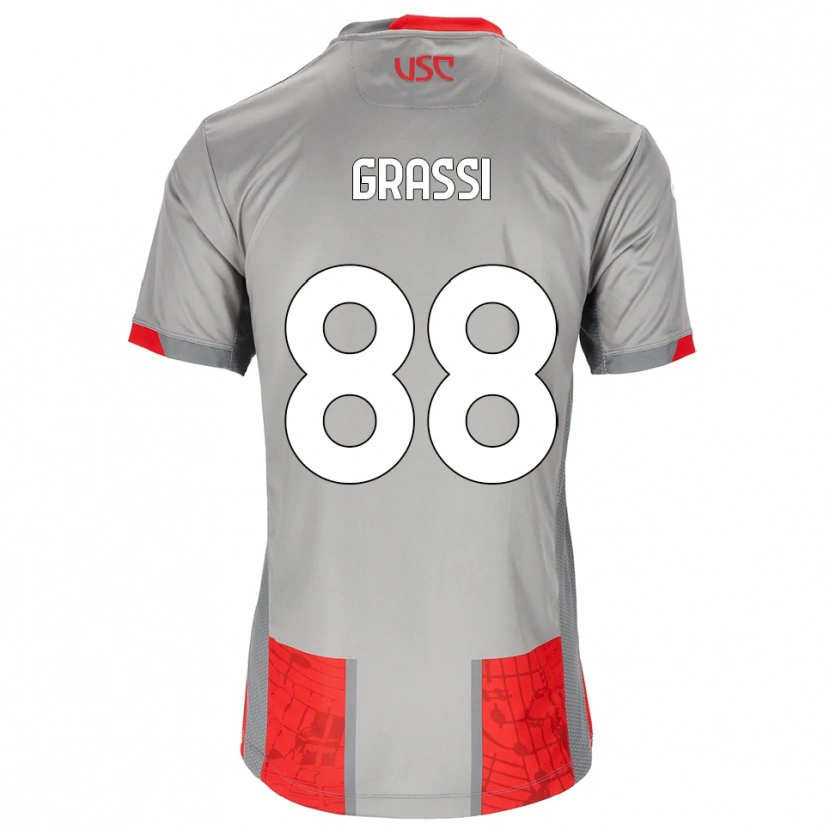 Danxen Heren Alberto Grassi #88 Rood Grijs Thuisshirt Thuistenue 2025/26 T-Shirt