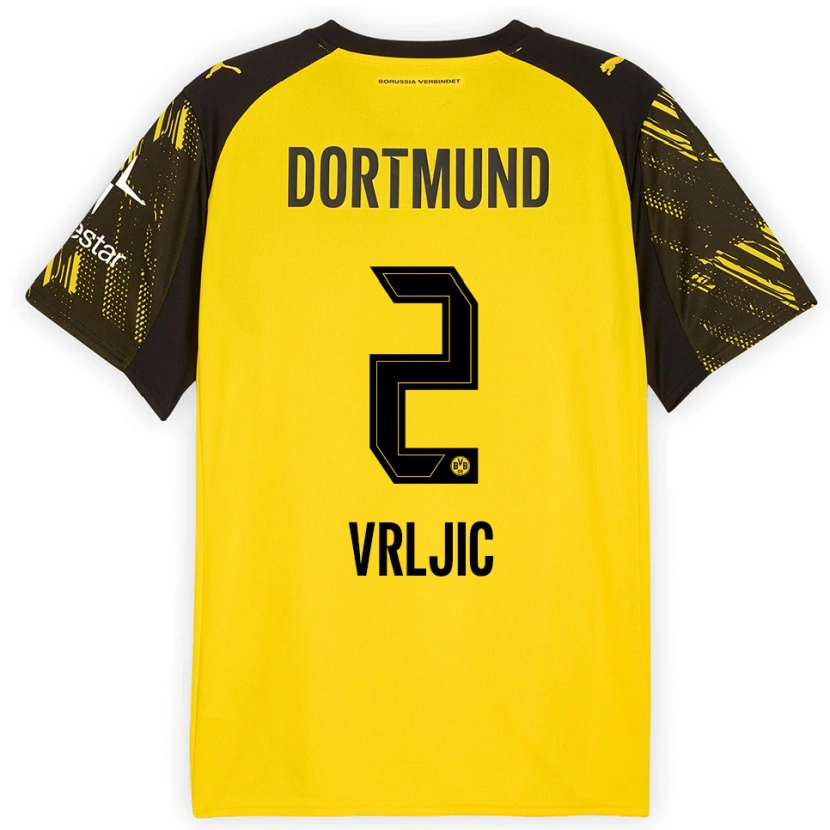 Danxen Heren Daniel Vrljic #2 Geel Zwart Thuisshirt Thuistenue 2025/26 T-Shirt