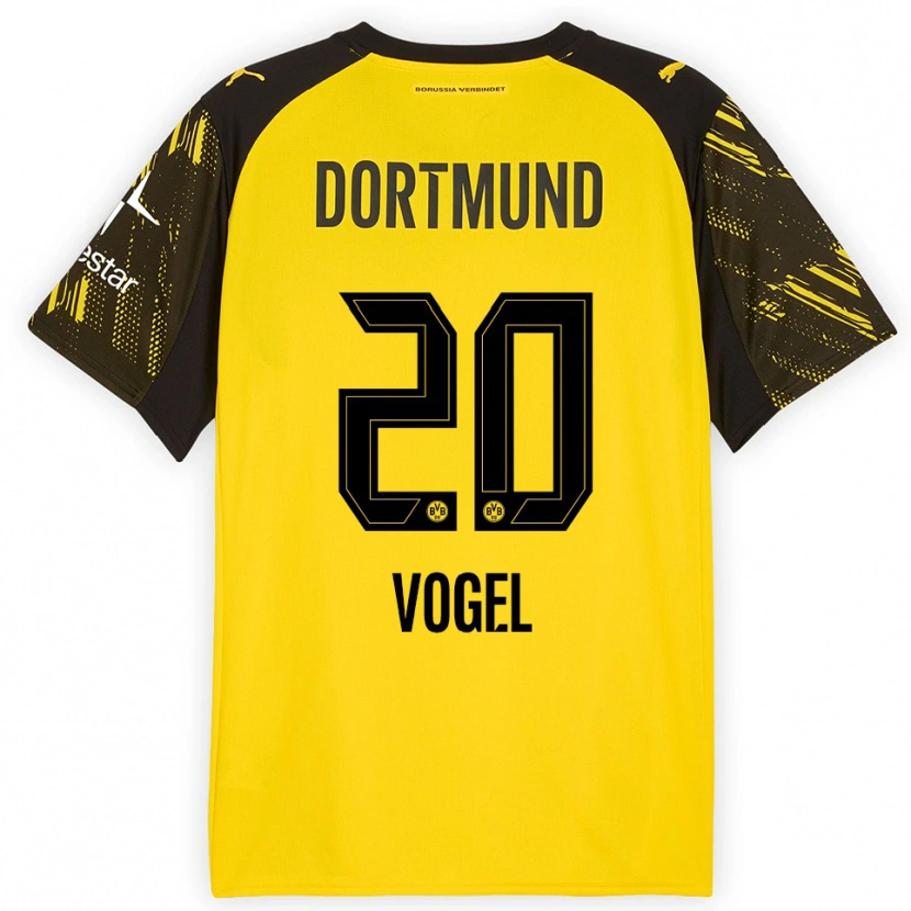 Danxen Heren Ann-Sophie Vogel #20 Geel Zwart Thuisshirt Thuistenue 2025/26 T-Shirt