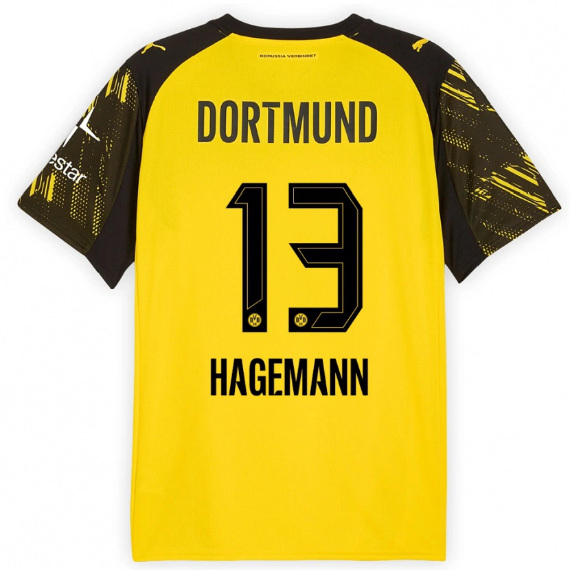 Danxen Heren Keron Hagemann #13 Geel Zwart Thuisshirt Thuistenue 2025/26 T-Shirt