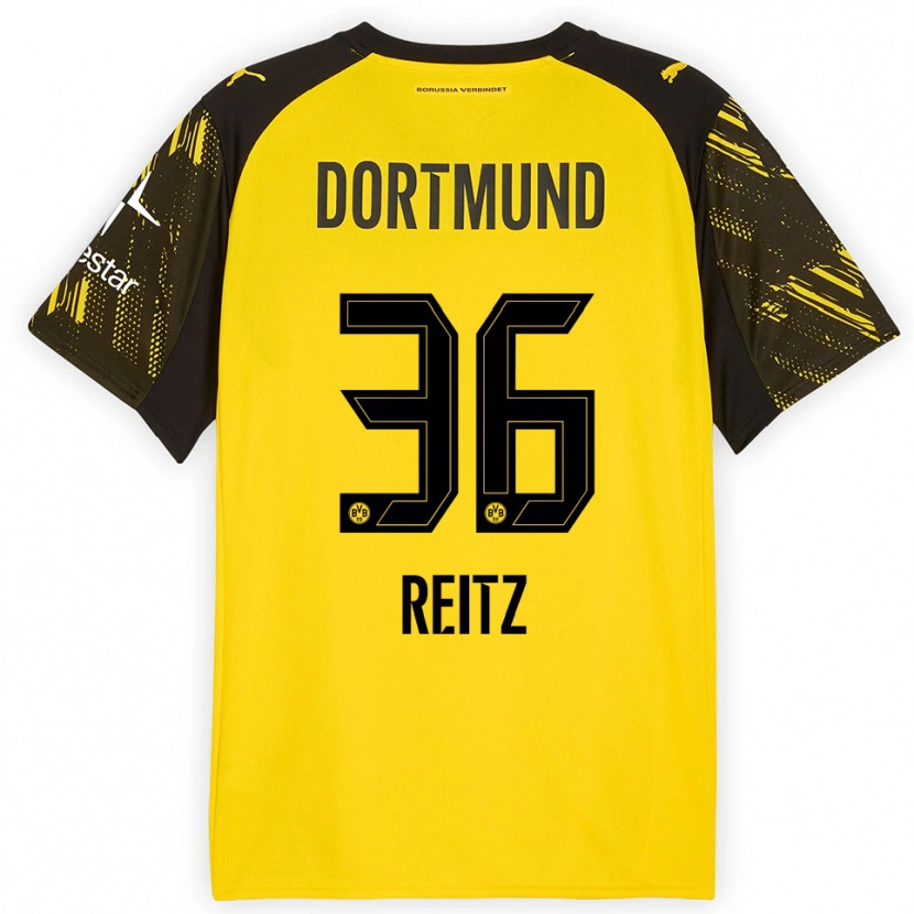Danxen Heren Tony Reitz #36 Geel Zwart Thuisshirt Thuistenue 2025/26 T-Shirt