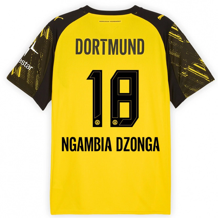 Danxen Heren Diego Ngambia #18 Geel Zwart Thuisshirt Thuistenue 2025/26 T-Shirt