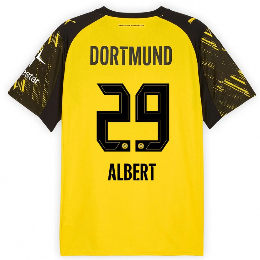 Danxen Heren Mathis Albert #29 Geel Zwart Thuisshirt Thuistenue 2025/26 T-Shirt