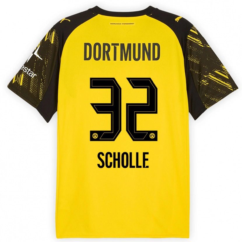 Danxen Heren Mia Scholle #32 Geel Zwart Thuisshirt Thuistenue 2025/26 T-Shirt