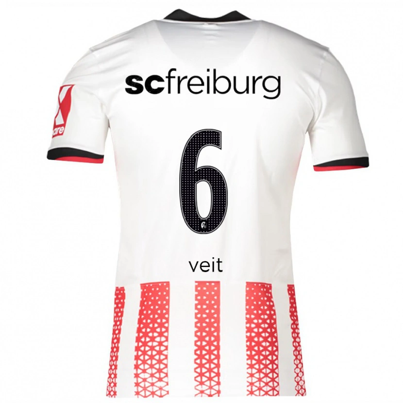 Danxen Heren Jannik Veit #6 Wit Rood Thuisshirt Thuistenue 2025/26 T-Shirt