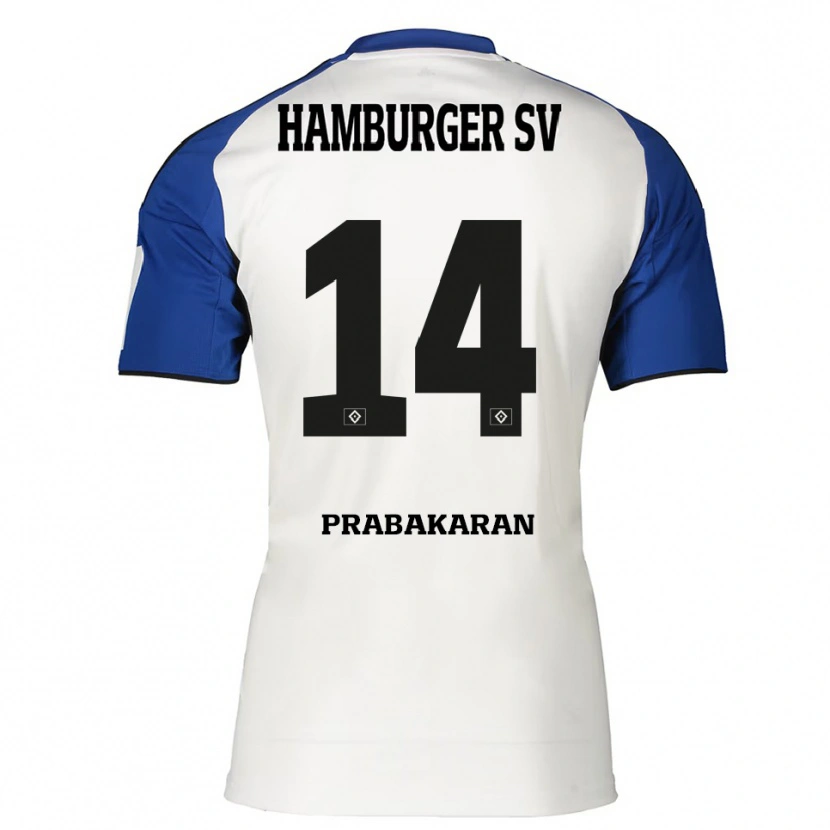 Danxen Heren Nilavan Prabakaran #14 Wit Blauw Thuisshirt Thuistenue 2025/26 T-Shirt