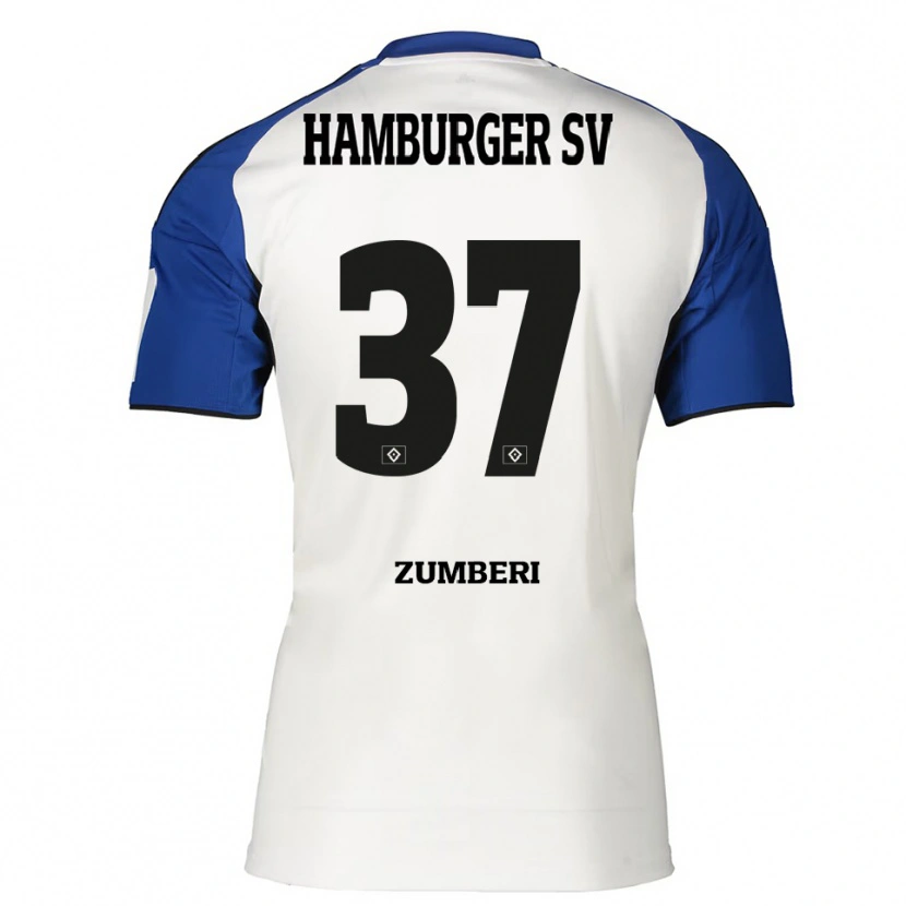 Danxen Heren Valon Zumberi #37 Wit Blauw Thuisshirt Thuistenue 2025/26 T-Shirt