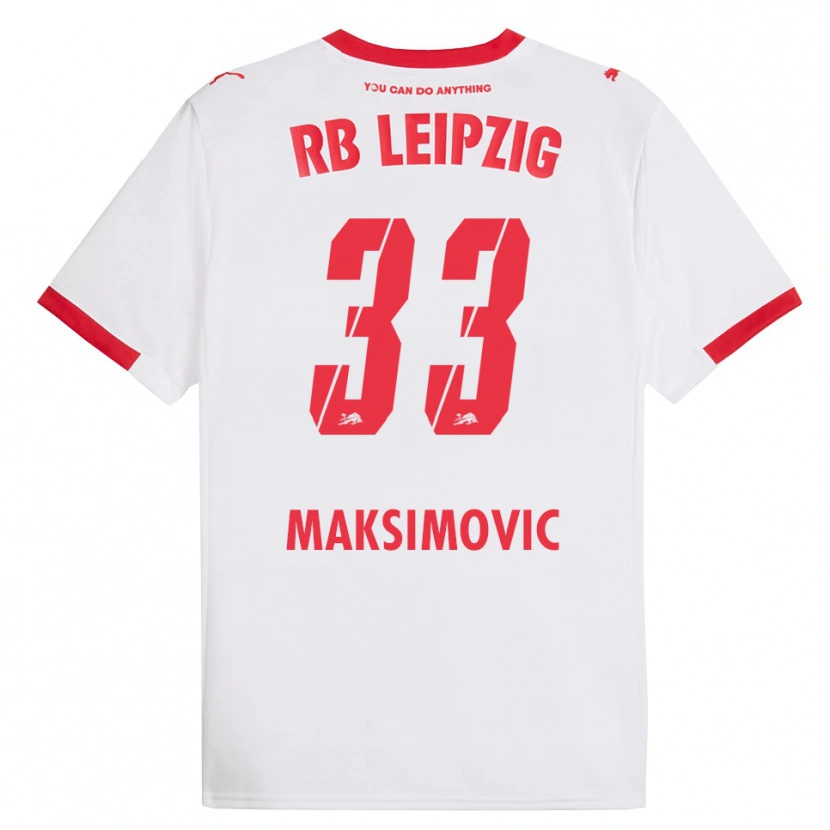 Danxen Heren Andrija Maksimovic #33 Wit Rood Thuisshirt Thuistenue 2025/26 T-Shirt