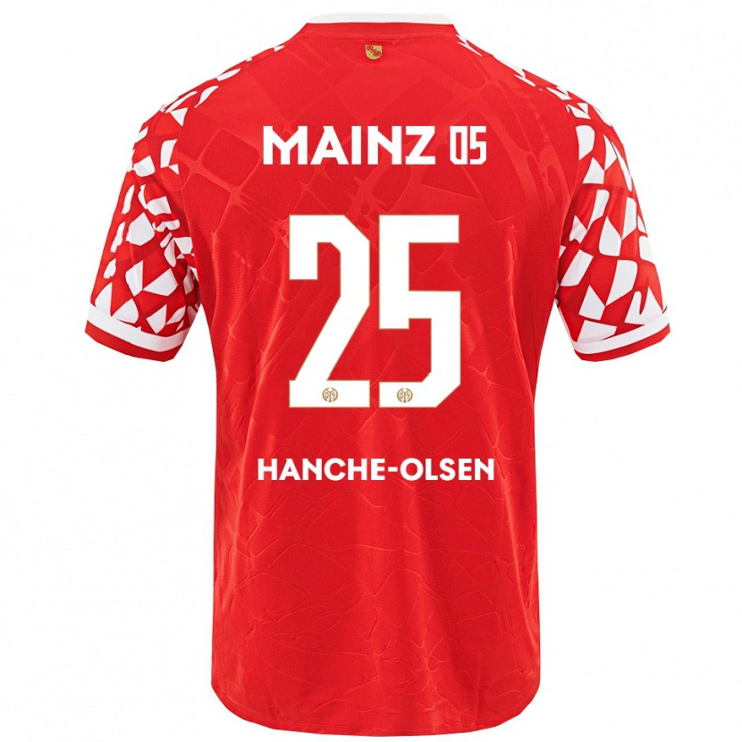 Danxen Heren Andreas Hanche-Olsen #25 Rood Wit Thuisshirt Thuistenue 2025/26 T-Shirt