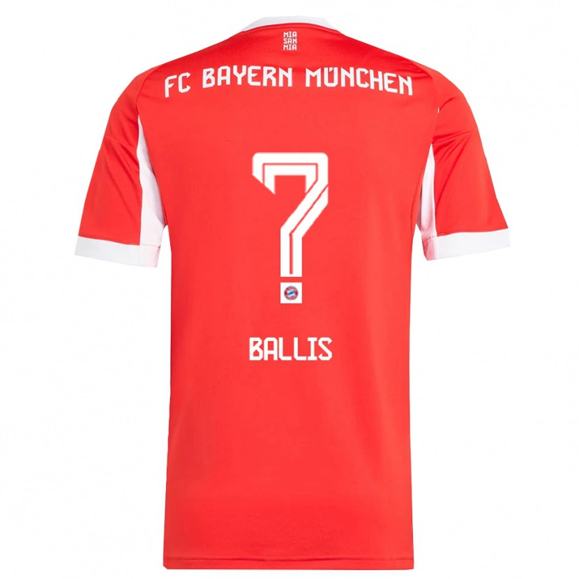 Danxen Heren Benjamin Ballis #0 Wit Rood Thuisshirt Thuistenue 2025/26 T-Shirt