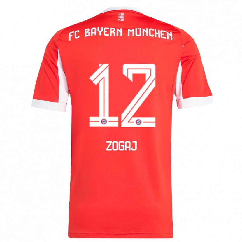 Danxen Heren Nderim Zogaj #12 Wit Rood Thuisshirt Thuistenue 2025/26 T-Shirt