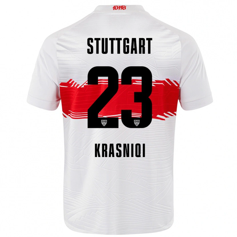 Danxen Heren Elton Krasniqi #23 Wit Rood Thuisshirt Thuistenue 2025/26 T-Shirt