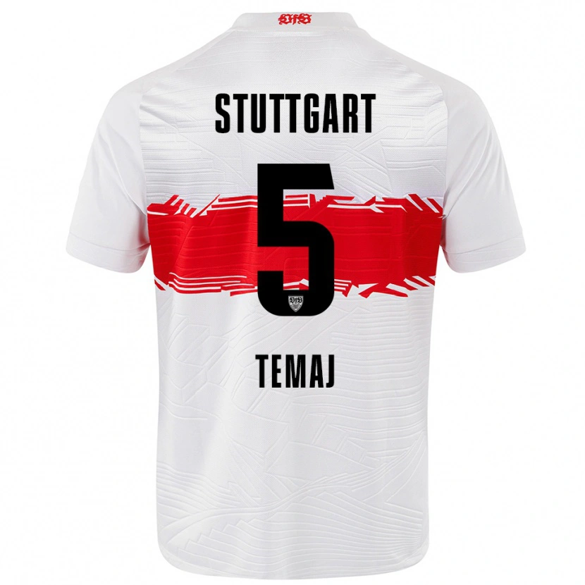 Danxen Heren Laureta Temaj #5 Wit Rood Thuisshirt Thuistenue 2025/26 T-Shirt