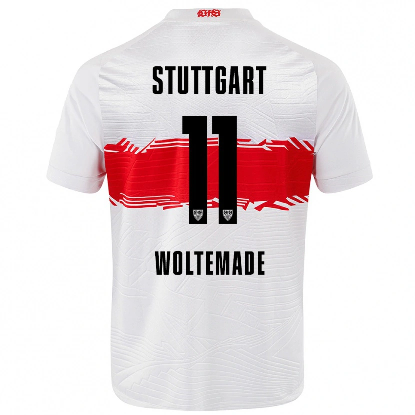 Danxen Heren Nick Woltemade #11 Wit Rood Thuisshirt Thuistenue 2025/26 T-Shirt