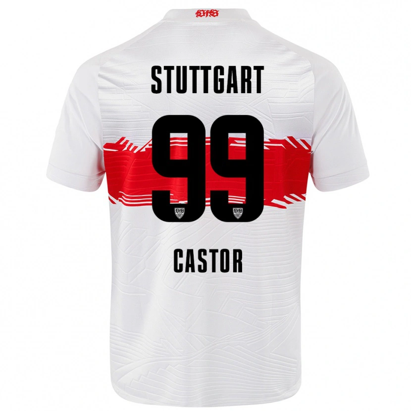 Danxen Heren Gillian Castor #99 Wit Rood Thuisshirt Thuistenue 2025/26 T-Shirt
