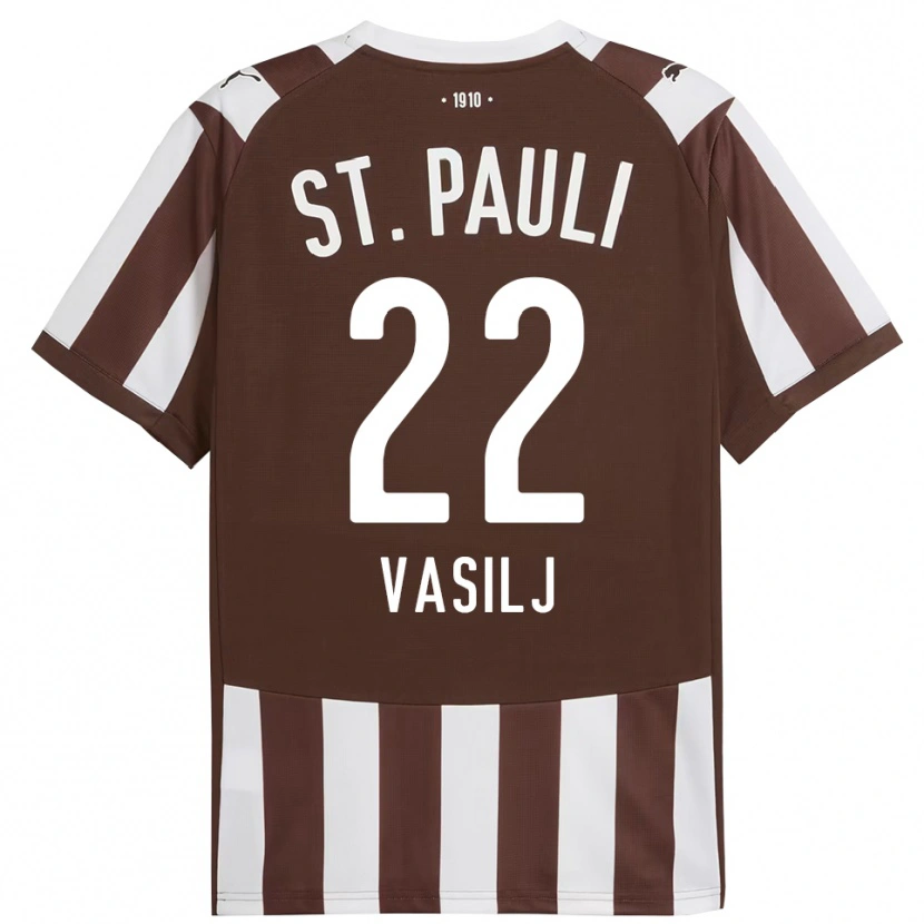 Danxen Heren Nikola Vasilj #22 Koffie Wit Thuisshirt Thuistenue 2025/26 T-Shirt