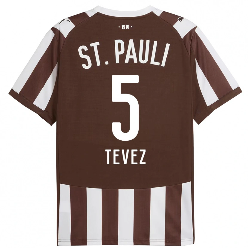 Danxen Heren Federico Tevez #5 Koffie Wit Thuisshirt Thuistenue 2025/26 T-Shirt