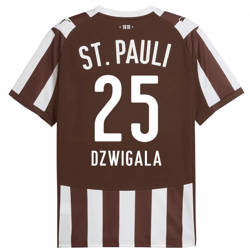 Danxen Heren Adam Dzwigala #25 Koffie Wit Thuisshirt Thuistenue 2025/26 T-Shirt