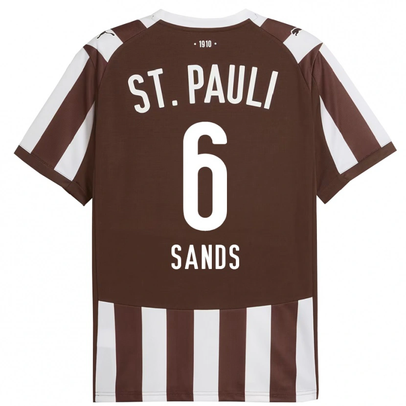 Danxen Heren James Sands #6 Koffie Wit Thuisshirt Thuistenue 2025/26 T-Shirt