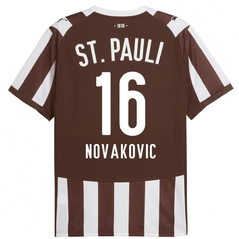 Danxen Heren Milivoje Novakovic #16 Koffie Wit Thuisshirt Thuistenue 2025/26 T-Shirt