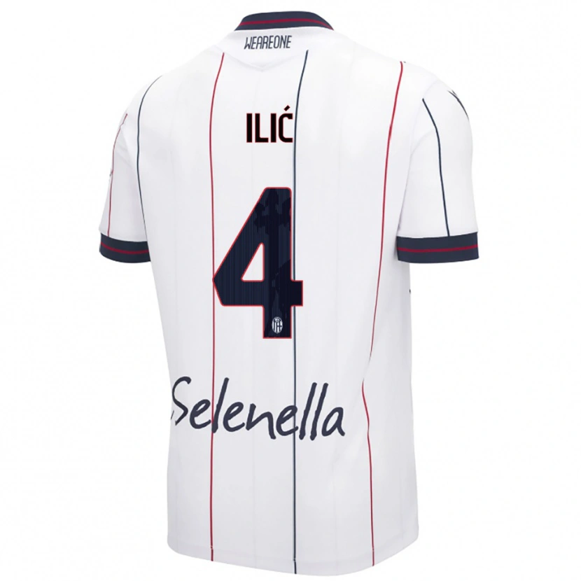 Danxen Heren Mihajlo Ilić #4 Wit Koningsblauw Uitshirt Uittenue 2025/26 T-Shirt