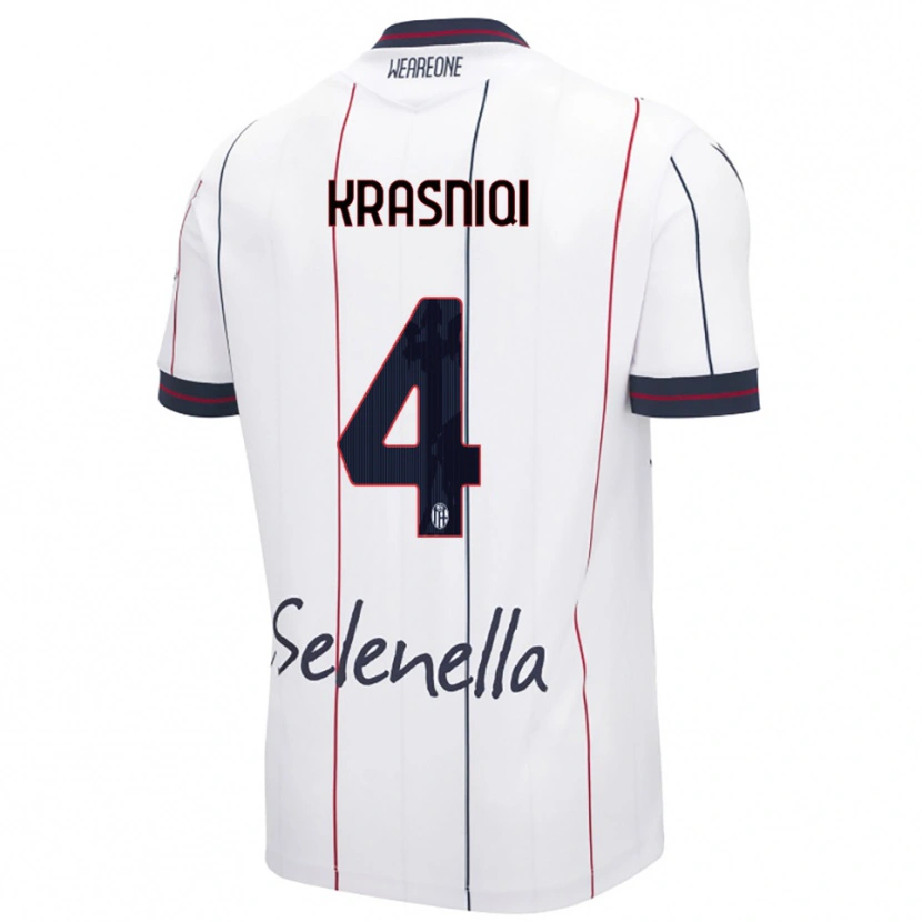 Danxen Heren Besalet Krasniqi #4 Wit Koningsblauw Uitshirt Uittenue 2025/26 T-Shirt