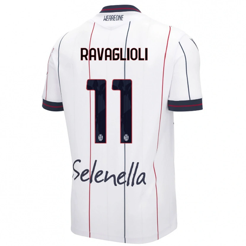 Danxen Heren Tommaso Ravaglioli #11 Wit Koningsblauw Uitshirt Uittenue 2025/26 T-Shirt