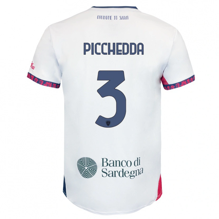 Danxen Heren Marco Picchedda #3 Wit Marineblauw Rood Uitshirt Uittenue 2025/26 T-Shirt