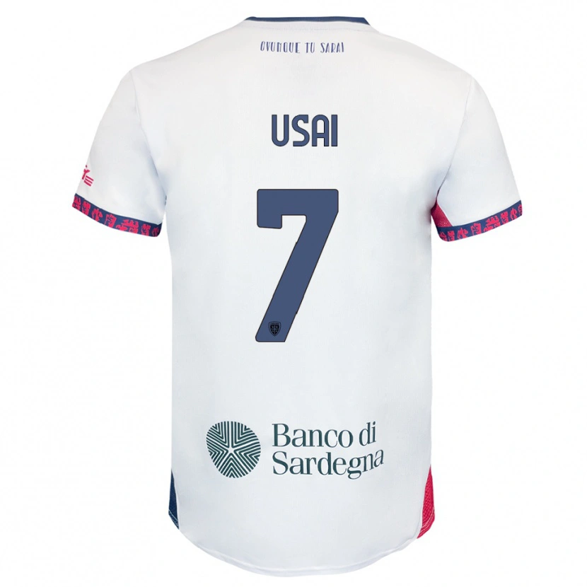 Danxen Heren Carlo Usai #7 Wit Marineblauw Rood Uitshirt Uittenue 2025/26 T-Shirt