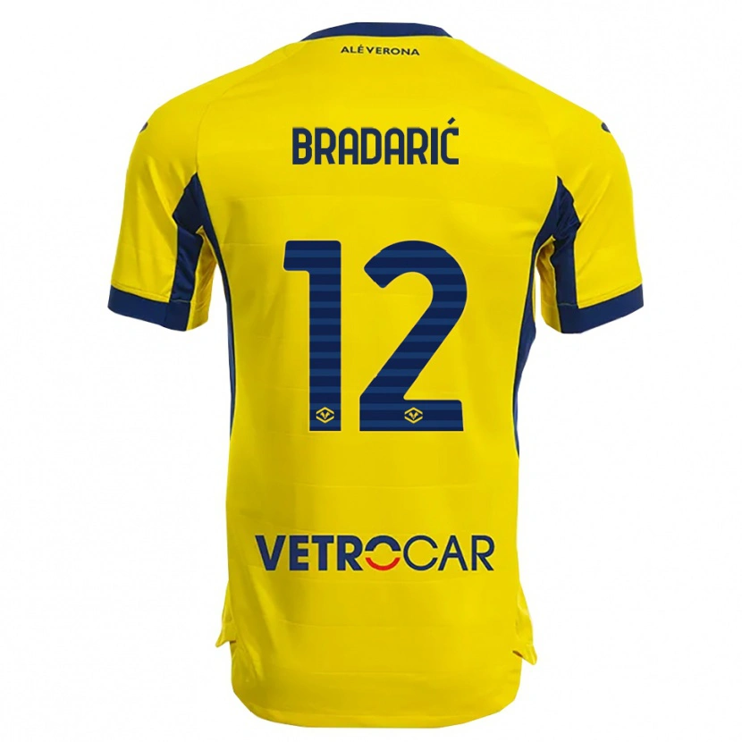 Danxen Heren Domagoj Bradarić #12 Geel Marineblauw Uitshirt Uittenue 2025/26 T-Shirt
