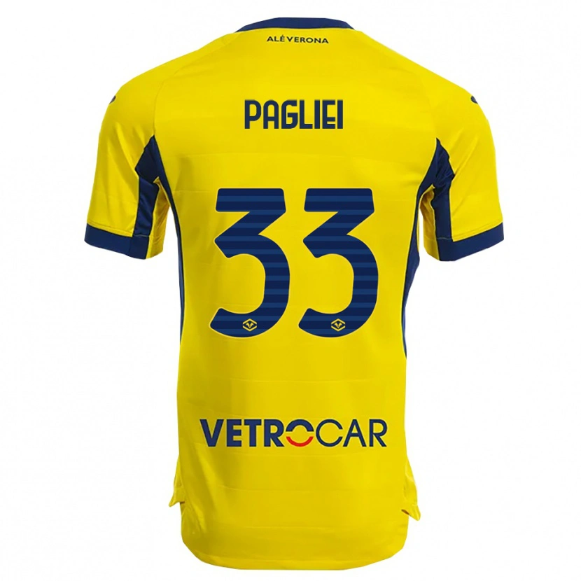 Danxen Heren Matteo Pagliei #33 Geel Marineblauw Uitshirt Uittenue 2025/26 T-Shirt