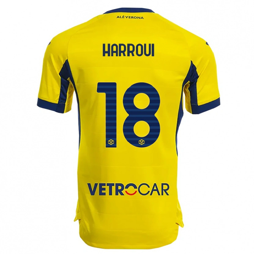 Danxen Heren Abdou Harroui #18 Geel Marineblauw Uitshirt Uittenue 2025/26 T-Shirt