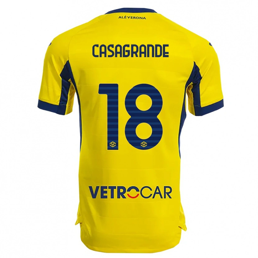 Danxen Heren Davide Casagrande #18 Geel Marineblauw Uitshirt Uittenue 2025/26 T-Shirt