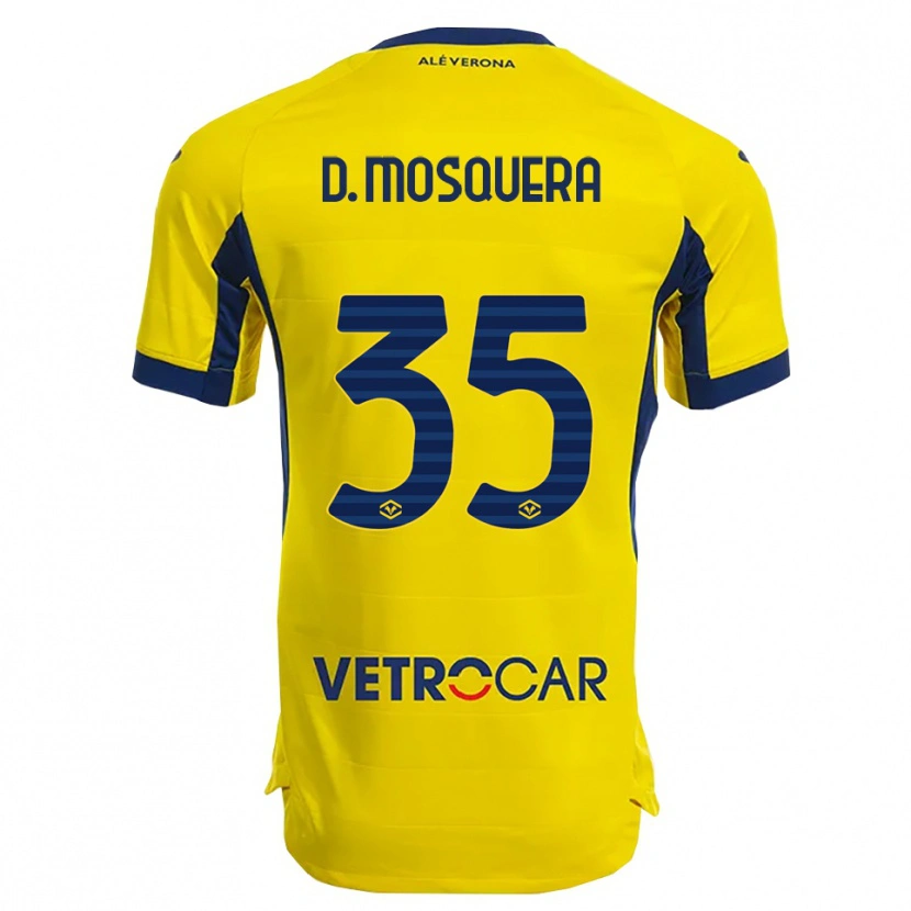 Danxen Heren Daniel Mosquera #35 Geel Marineblauw Uitshirt Uittenue 2025/26 T-Shirt