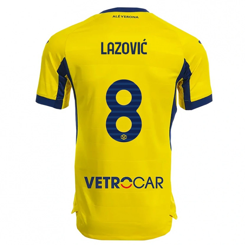 Danxen Heren Darko Lazović #8 Geel Marineblauw Uitshirt Uittenue 2025/26 T-Shirt