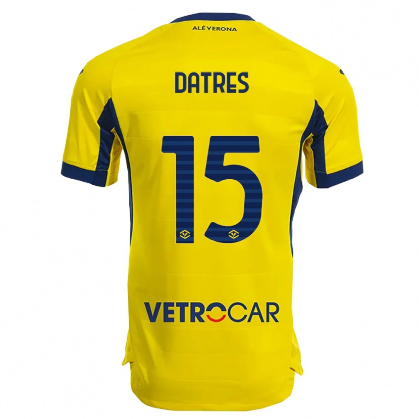 Danxen Heren Gaia Datres #15 Geel Marineblauw Uitshirt Uittenue 2025/26 T-Shirt